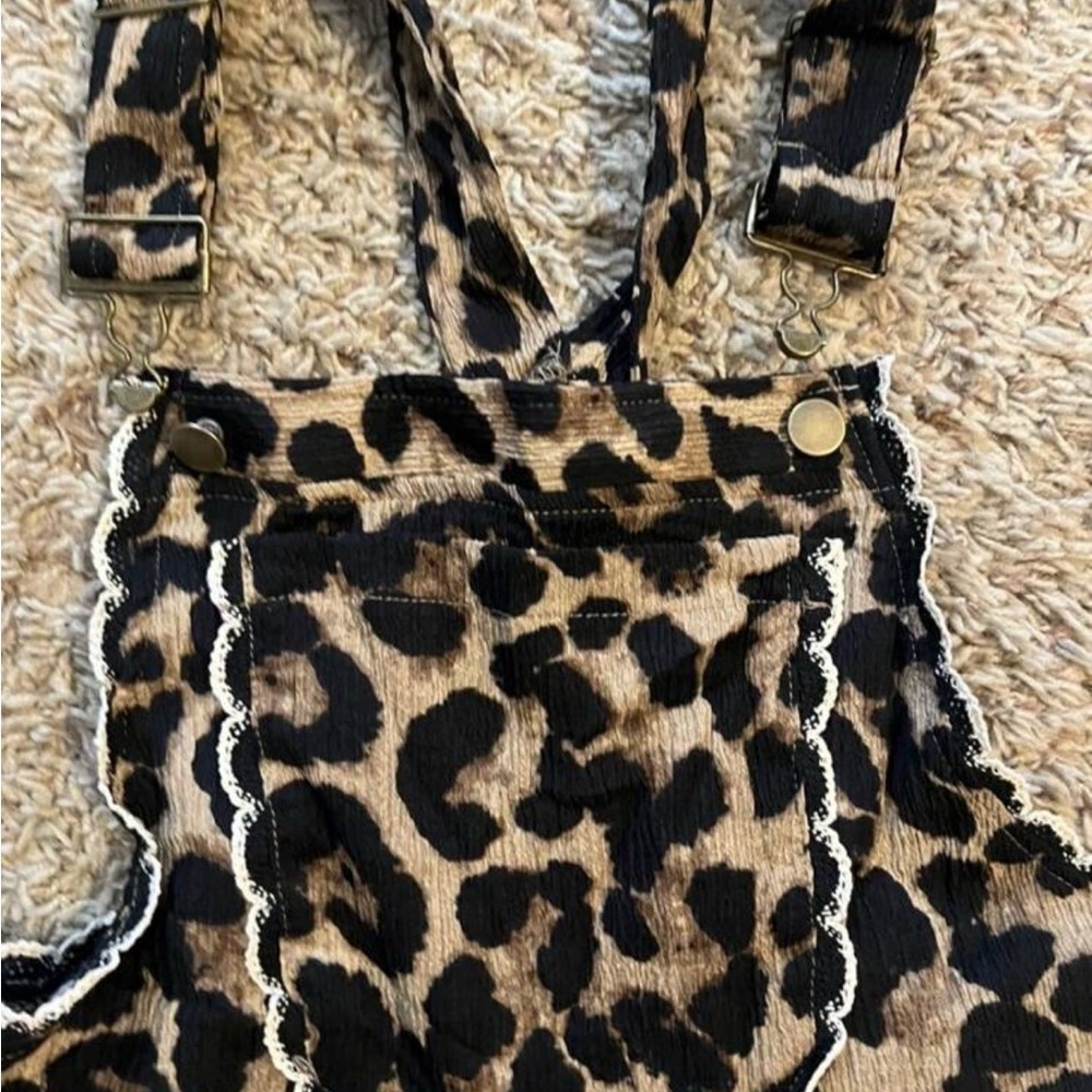 Leopard Print Pocket Wide Leg Bib Overalls Jumpsuit - Picture 9 of 11